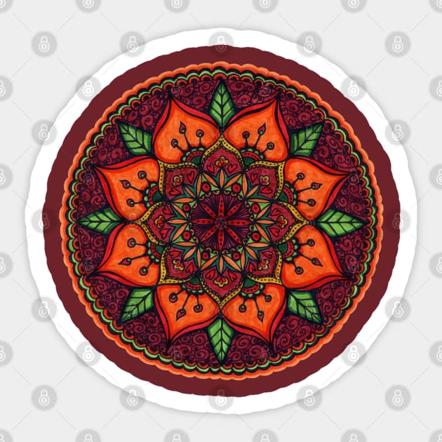 Orange Floral Mandala Sticker by Heartsake